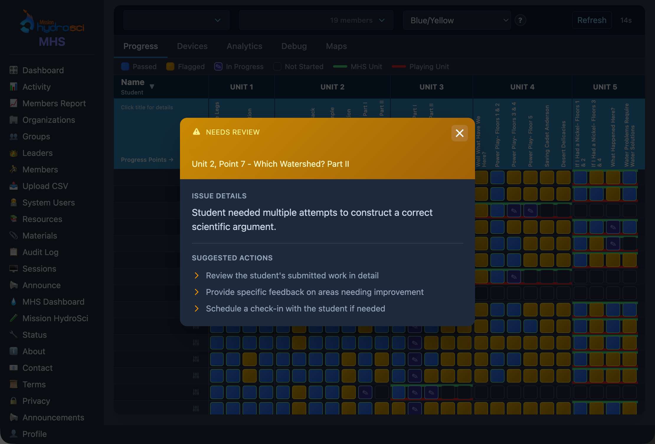 Actionable teacher feedback with suggested interventions
